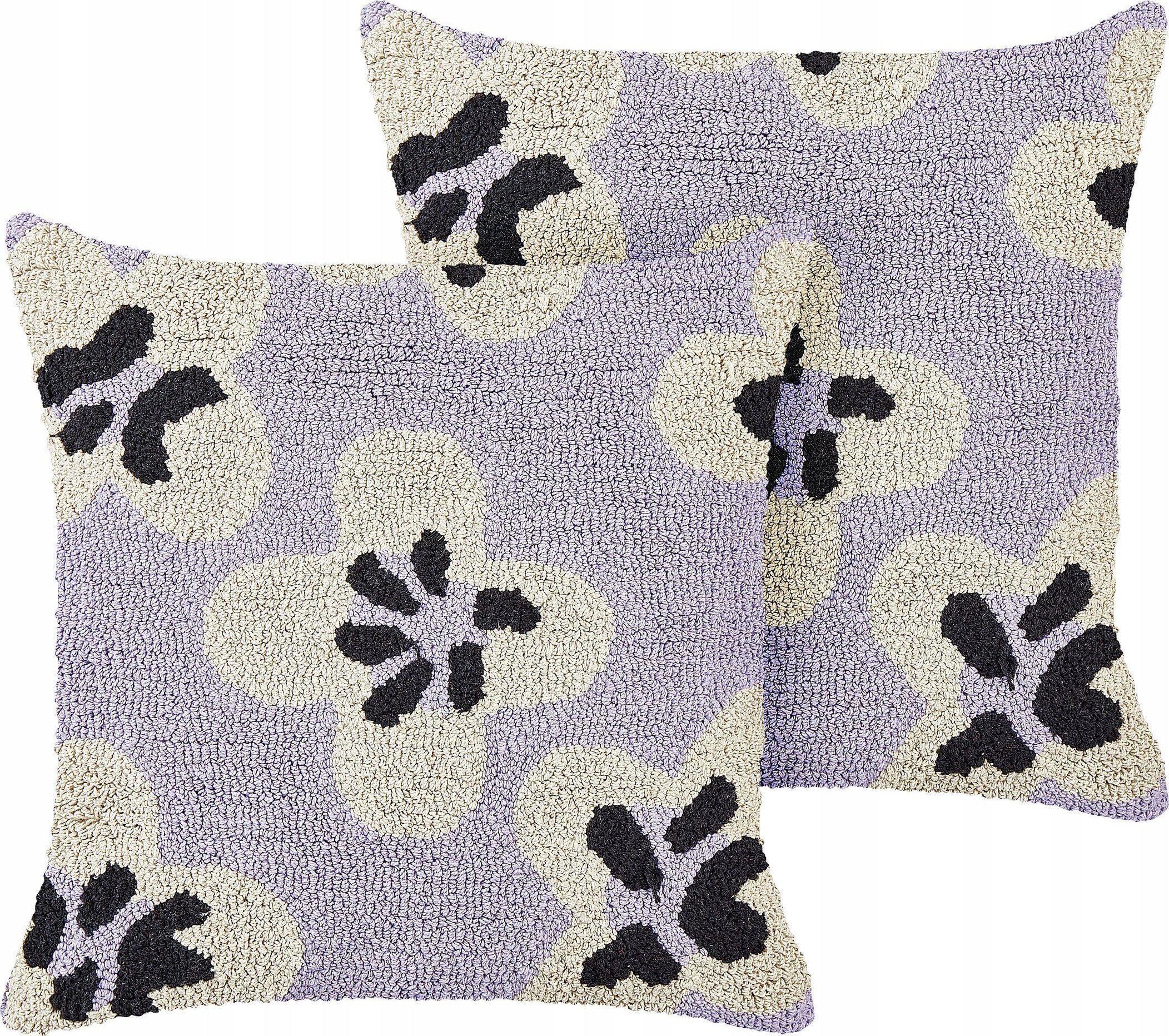 Beliani 2 poduszki bawełniane dekoracyjne dla dzieci w kwiaty 45 x 45 cm fioletowe SOAPWORT