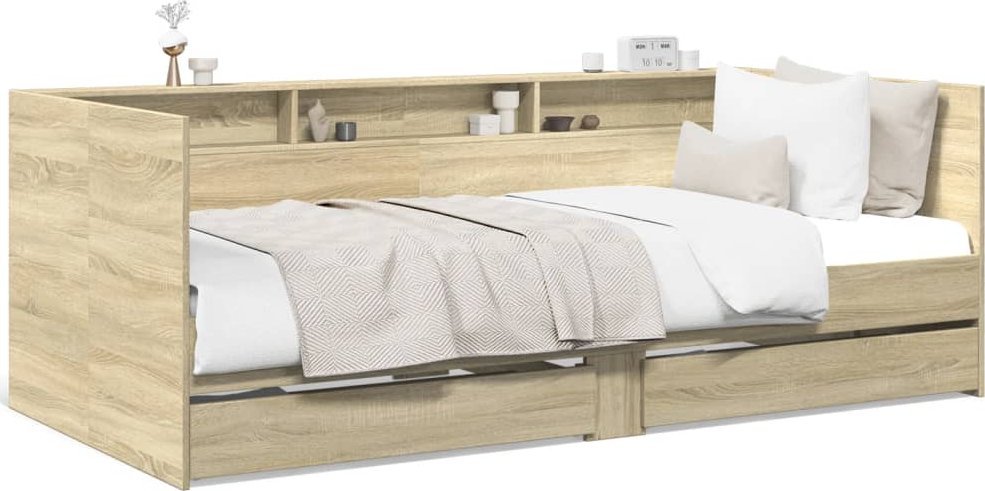 vidaXL vidaXL Rama łóżka dziennego z szufladami, dąb sonoma, 100x200 cm