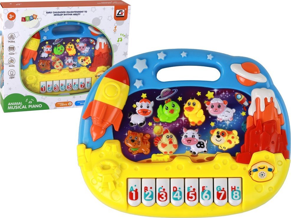 LeanToys Pianinko Edukacyjne Nauka Angielskiego Organki Zwierzątka Kosmos