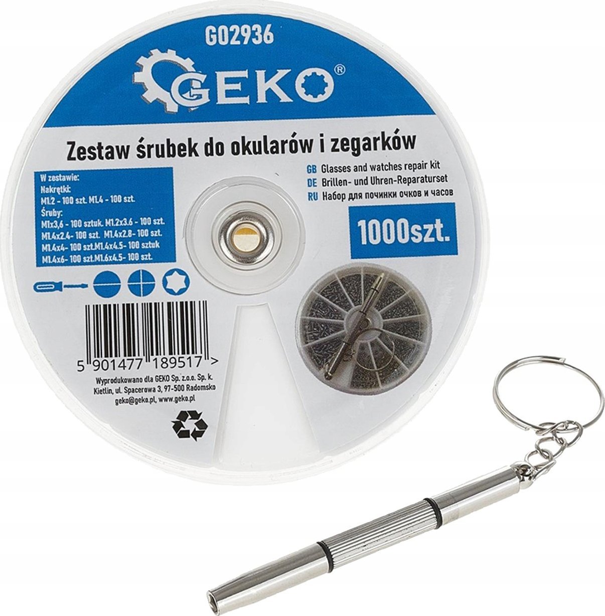 Geko Zestaw śrubek do okularów i zegarków 1000szt. (125)