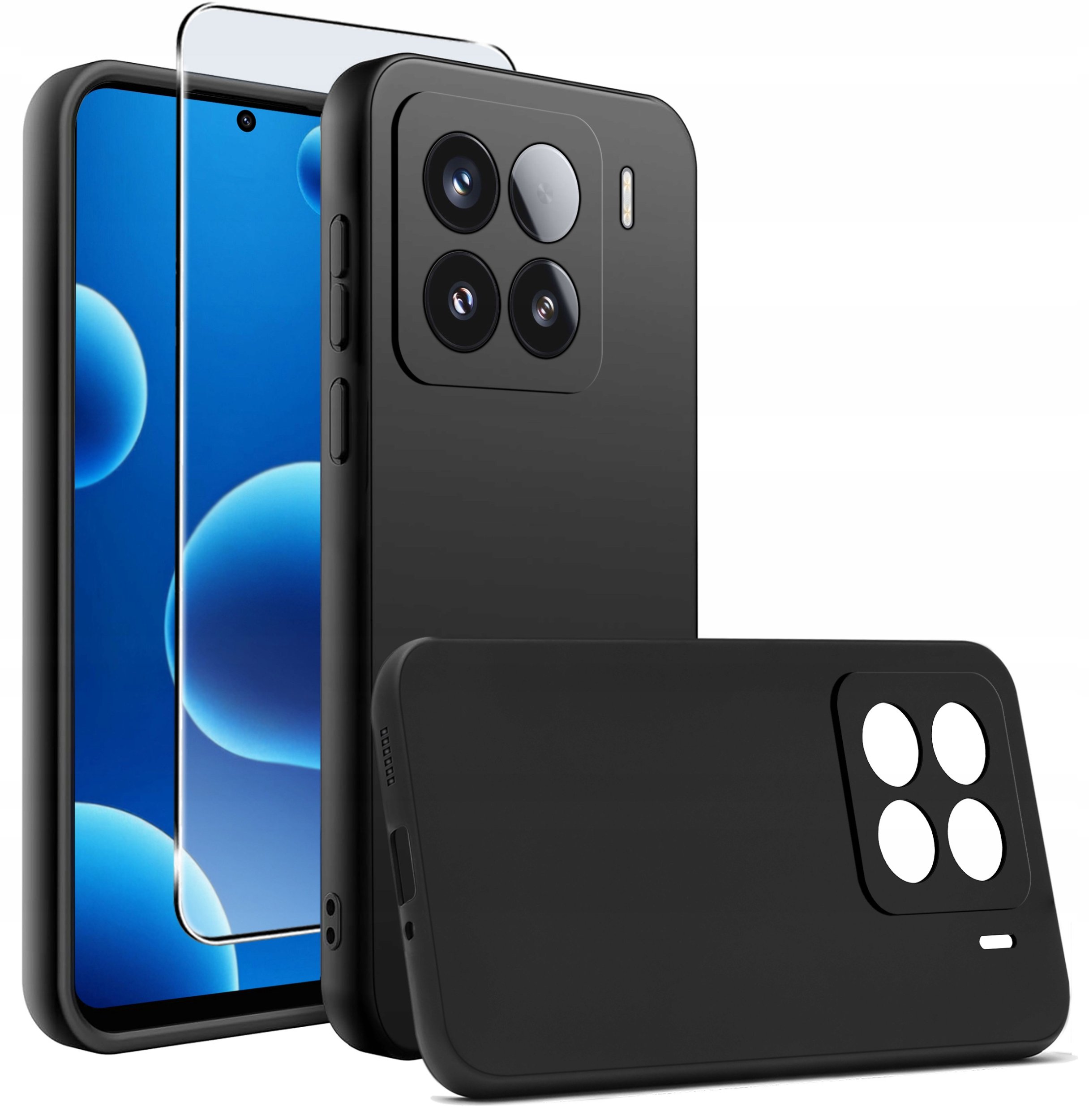 Etui do Xiaomi 15 Pro CASE Gumowe CZARNE Matowe Silikon Slim + SZKŁO