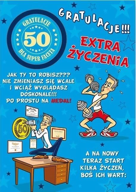 Stamp Karnet Party naklejany B6+koperta Urodziny 50 wz02
