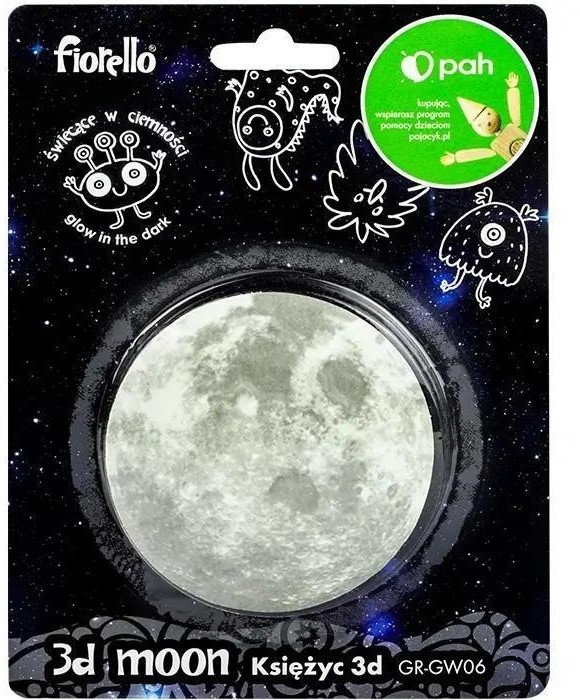 Naklejka fluorescencyjna 3D Księżyc 8,5cm