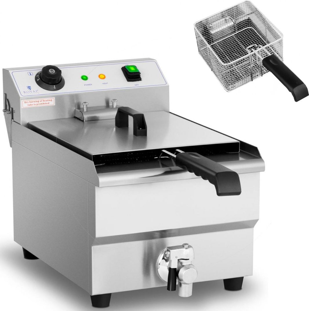 Royal Catering Frytownica elektryczna nastawna z kranem spustowym 230 V 3200 W 13 l