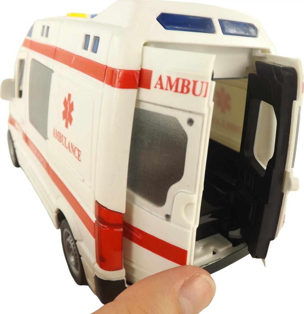 LUXMA AUTO AMBULANS KARETKA OTWIERANE DRZWI 1:16 WY590A