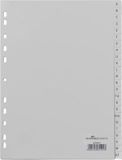 Durable DURABLE Zahlenregister A4 gepr Taben 1-52 PP volldeck. grau