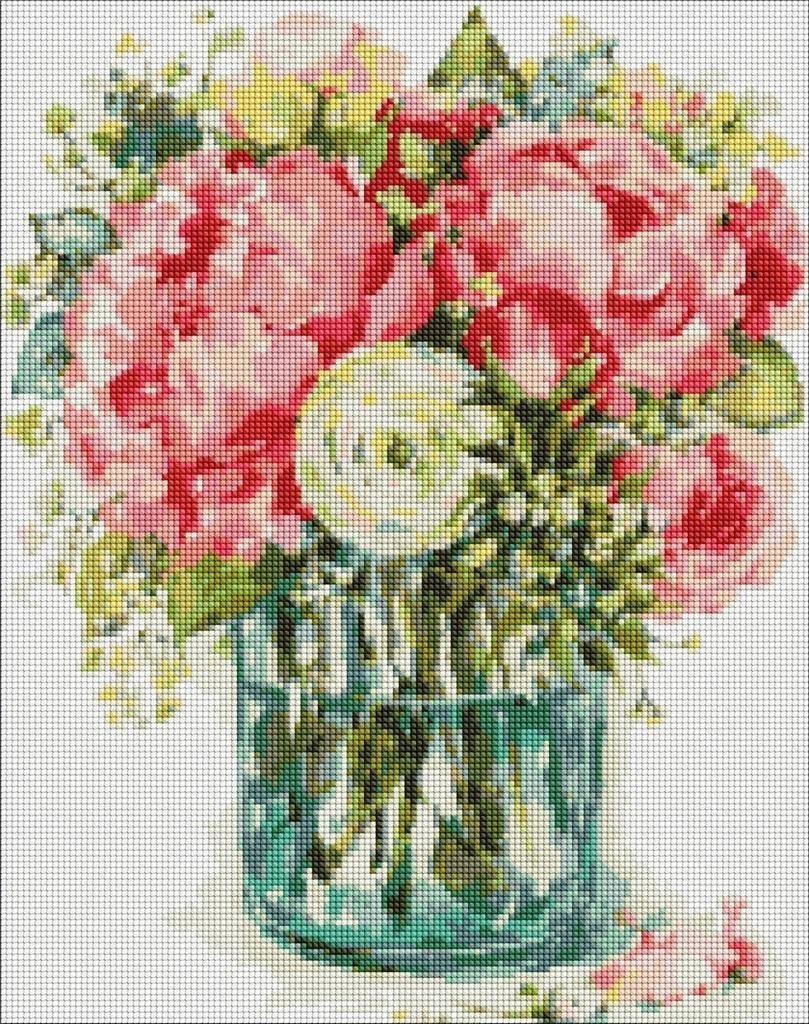 Ideyka Diamentowa mozaika - Wykwintne piwonie 40x50cm