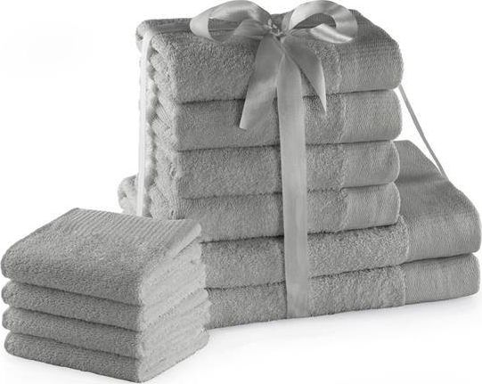 AmeliaHome Zestaw ręczników Amari 10 elementów srebrny 3 rozmiary