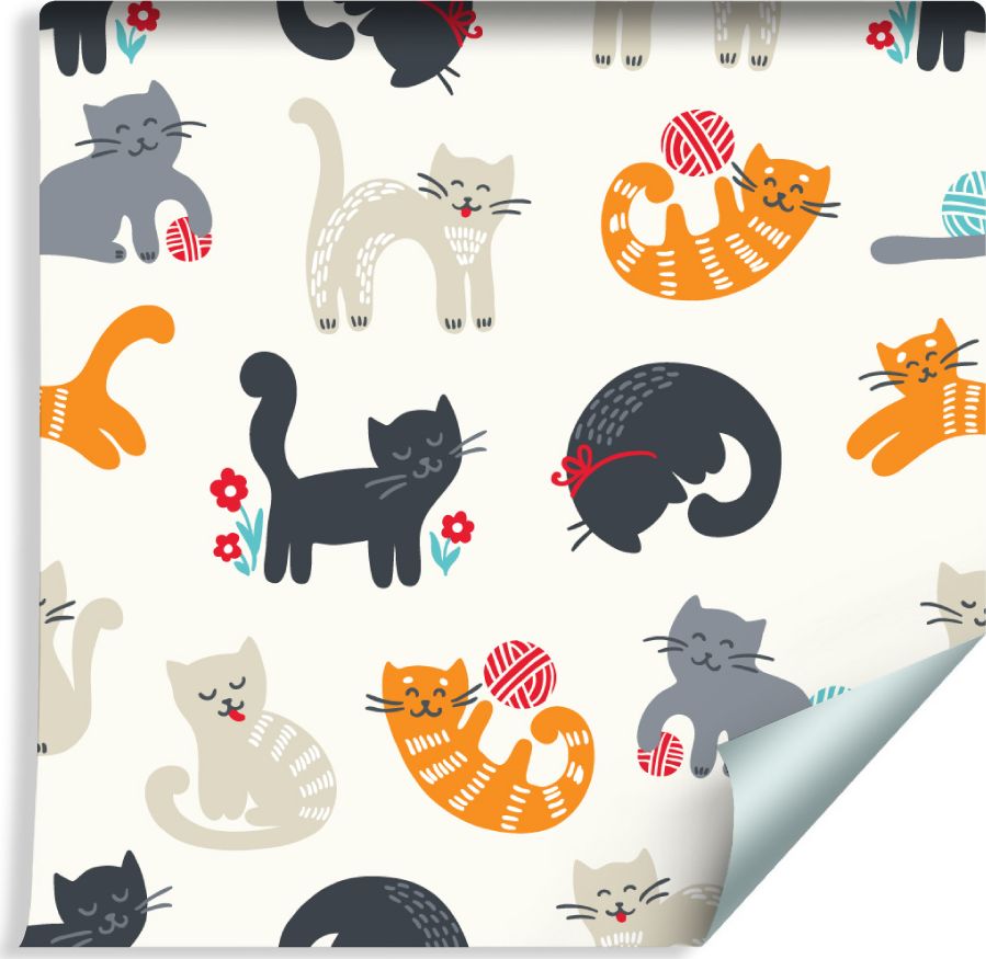 Muralo Tapeta Dla Dzieci - Urocze Kotki - Styl Skandynawski