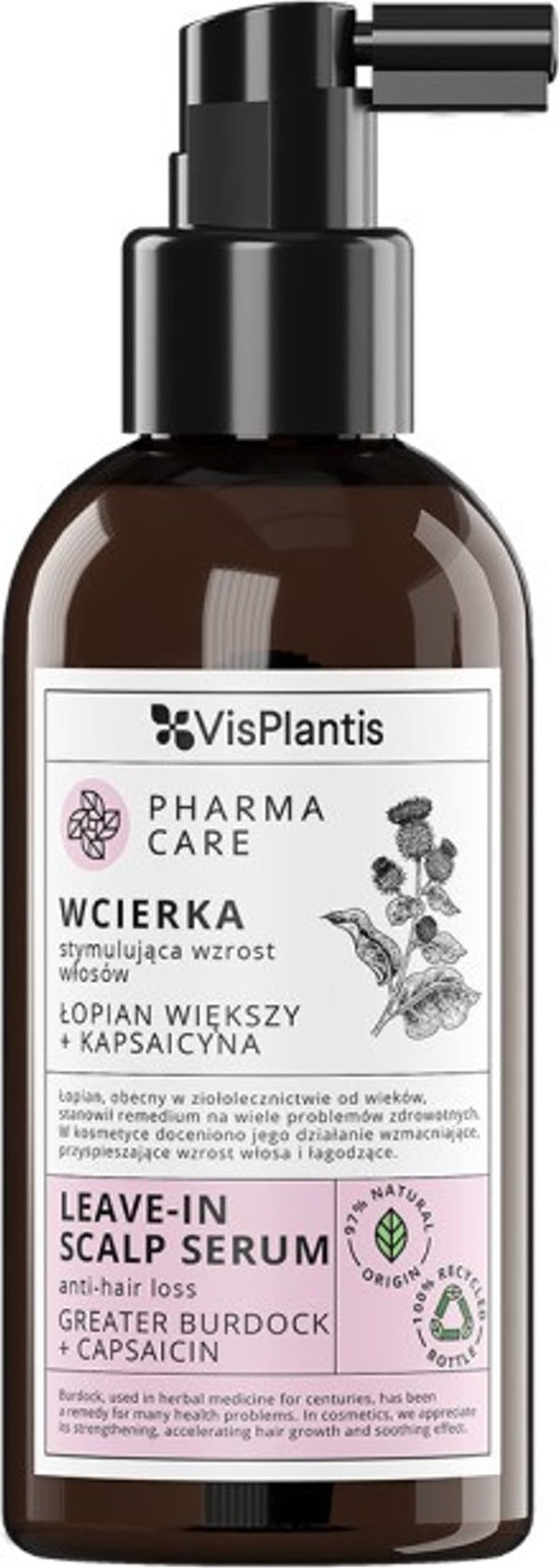 Vis Plantis VIS PLANTIS Pharma Care Wcierka stymulująca wzrost włosów Łopian większy + Kapsaicyna 150 ml
