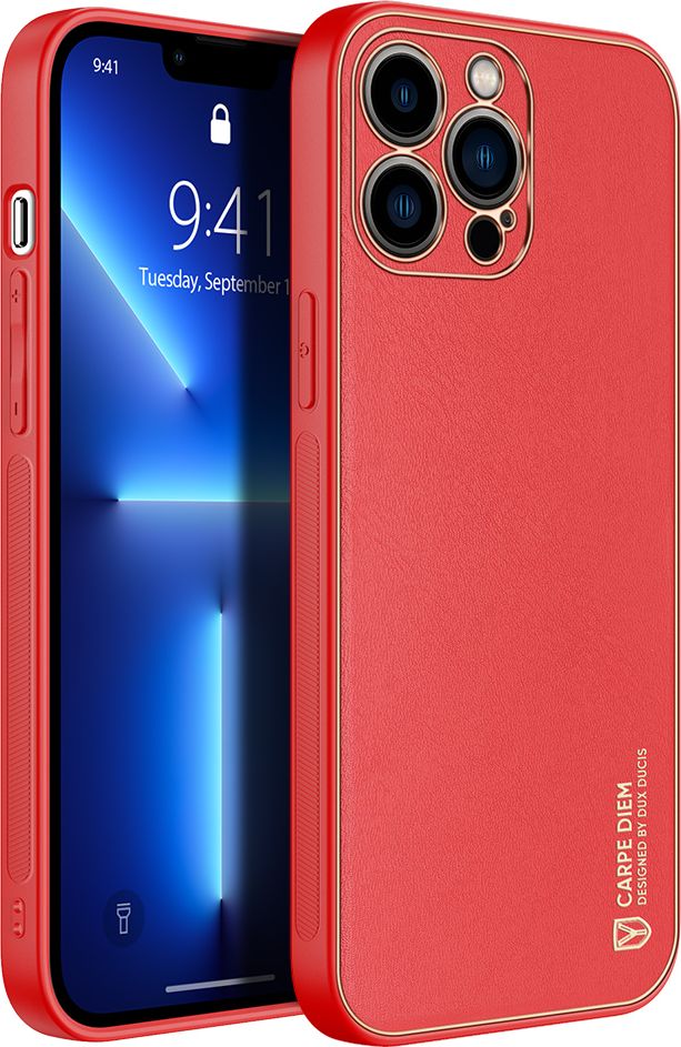 Dux Ducis Dux Ducis Yolo eleganckie etui pokrowiec ze skóry ekologicznej iPhone 13 Pro Max czerwony
