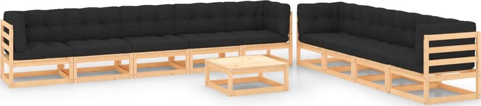 vidaXL vidaXL 10-cz. zestaw wypoczynkowy do ogrodu, antracytowe poduszki