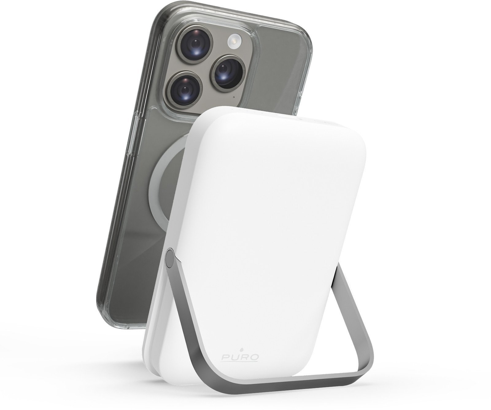 PURO Stand Power Mag, 5000 mAh, Lithium Polymer (LiPo), Wireless charging, 5 V, Silver, White