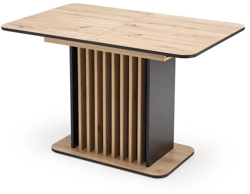 Stół rozkładany WILSON 120(158)x77 dąb artisan/czarny HALMAR