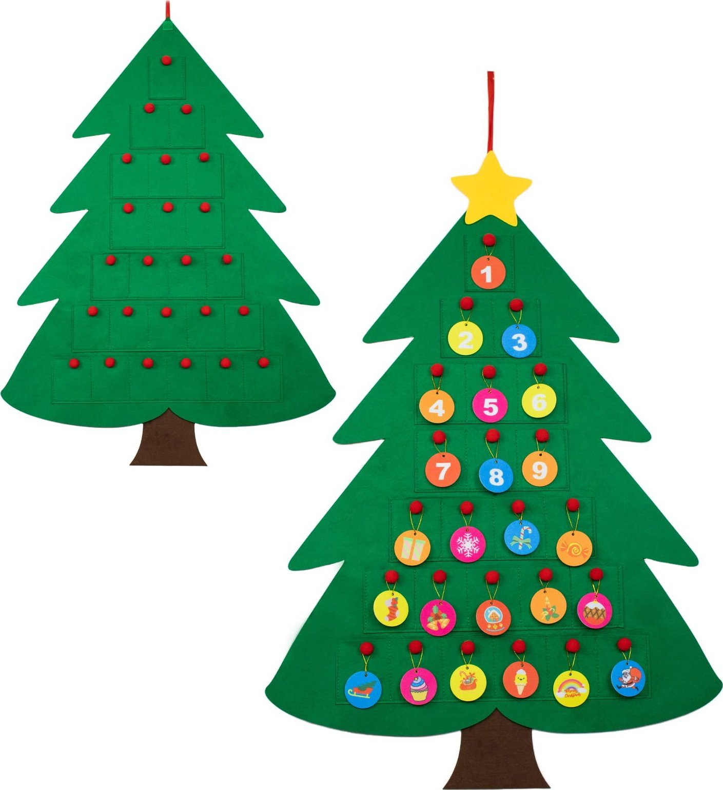 Kalendarz adwentowy Filcowa choinka dla dzieci + ozdoby