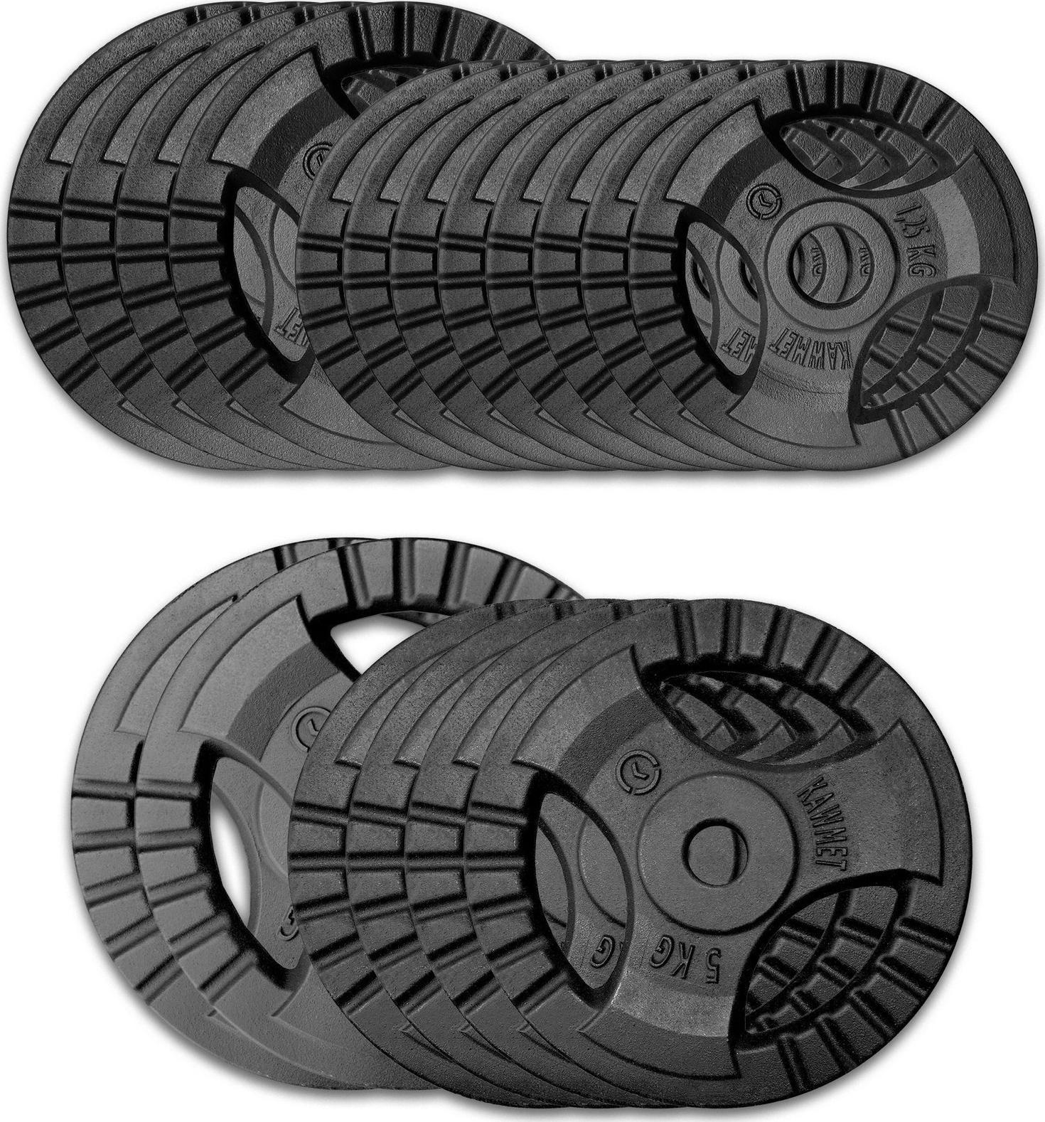 Kawmet Zestaw obciążeń żeliwnych 60 kg (30,5 mm) - 2x10 kg, 4x5 kg, 4x2,5 kg, 8x1,25 kg