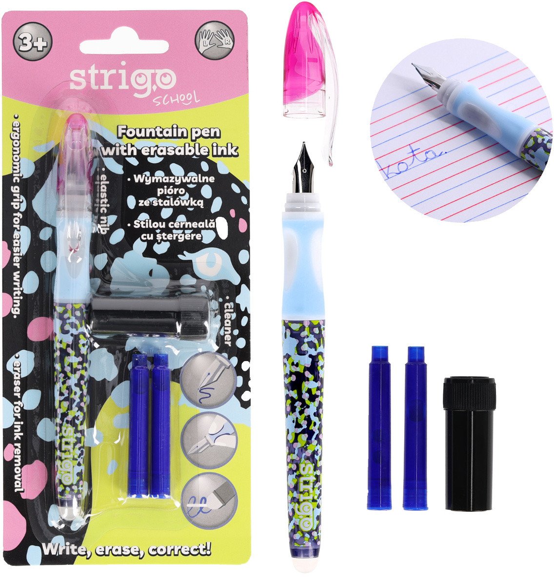 Pióro wieczne ścieralne wymazywalne z stalówką nauki pisania Centki STRIGO