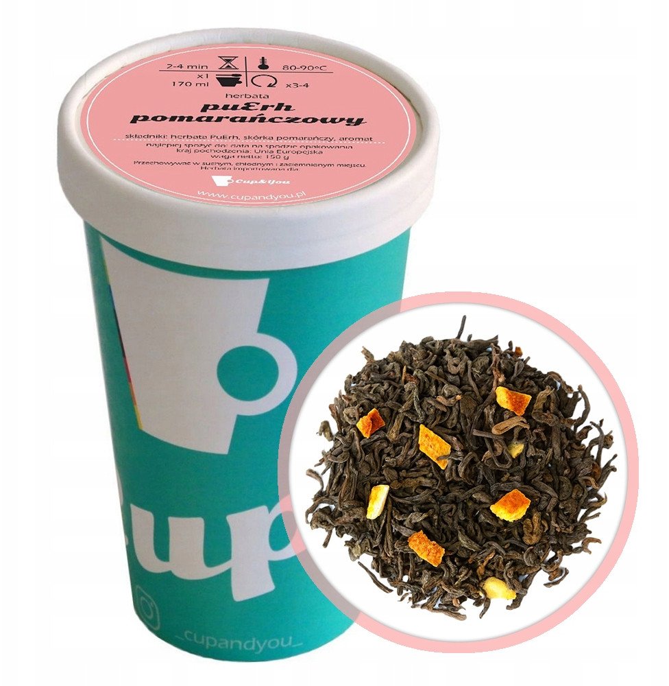 Najlepsza liściasta herbata czerwona puerh POMARAŃCZOWA skórka pomarańczy - herbata liściasta sypana mieszanka napar susz