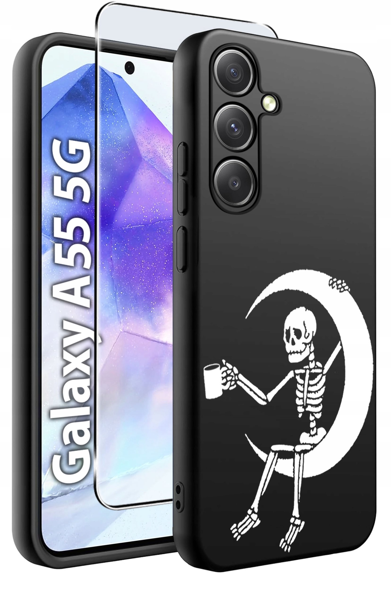 ETUI do Samsung A55 5G WZORY | SILIKONOWE MATT CASE + SZKŁO HARTOWANE 9H