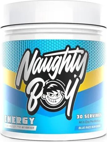 Naughty Boy - Przedtreningówka, Energy, Blue Razz Bon Bons, Proszek 390g