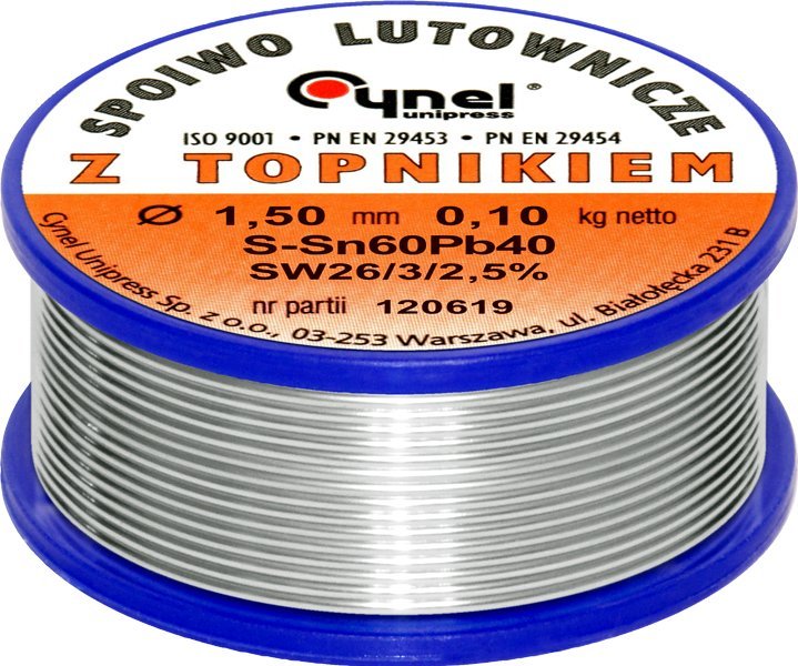 Cynel Lydmetalis su fliusu CYNEL Sn60Pb40 SW26 1.50mm 100g