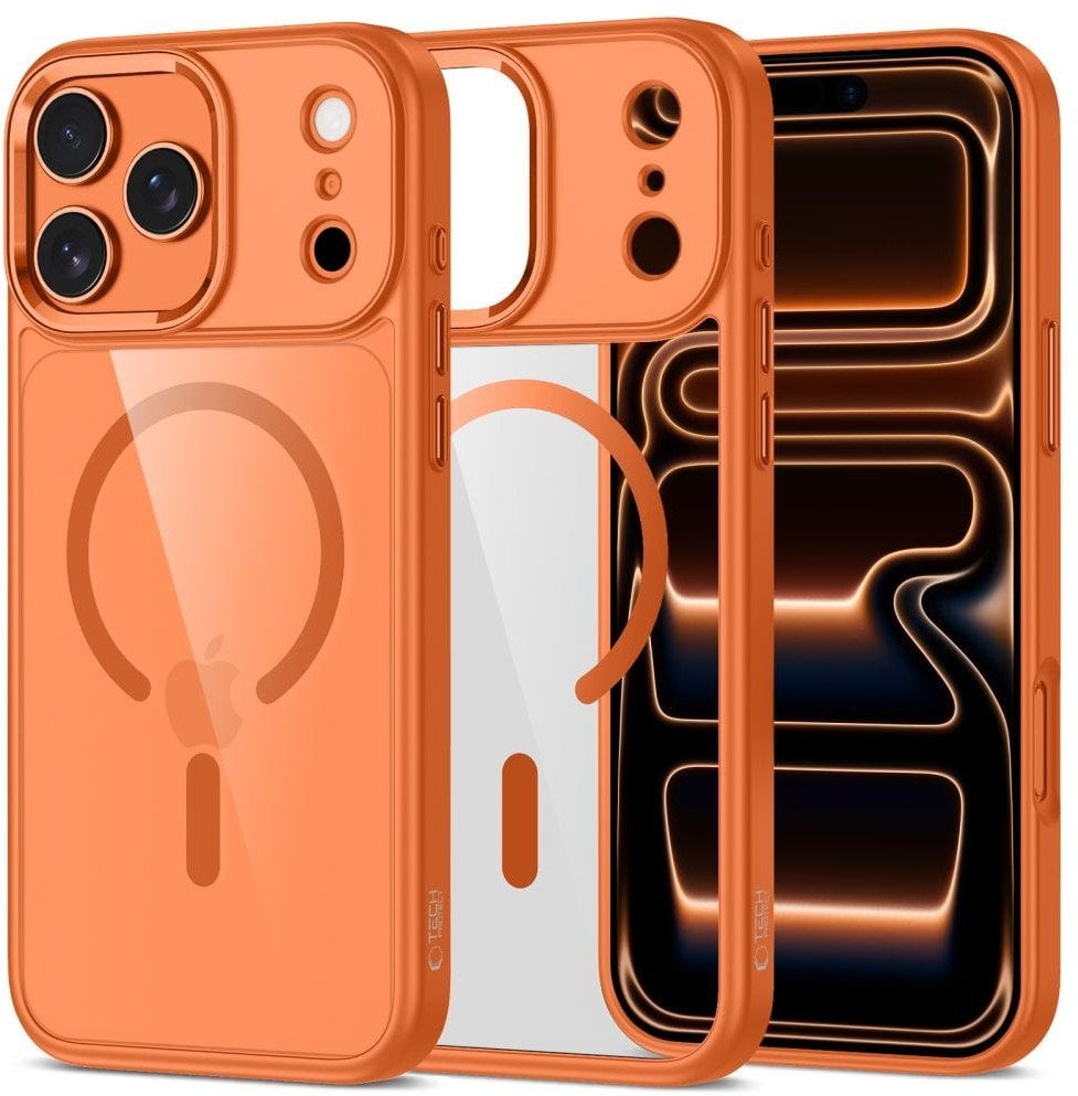 Etui Tech-Protect MagMat MagSafe do Apple iPhone 17 Pro Cosmic Orange/clear