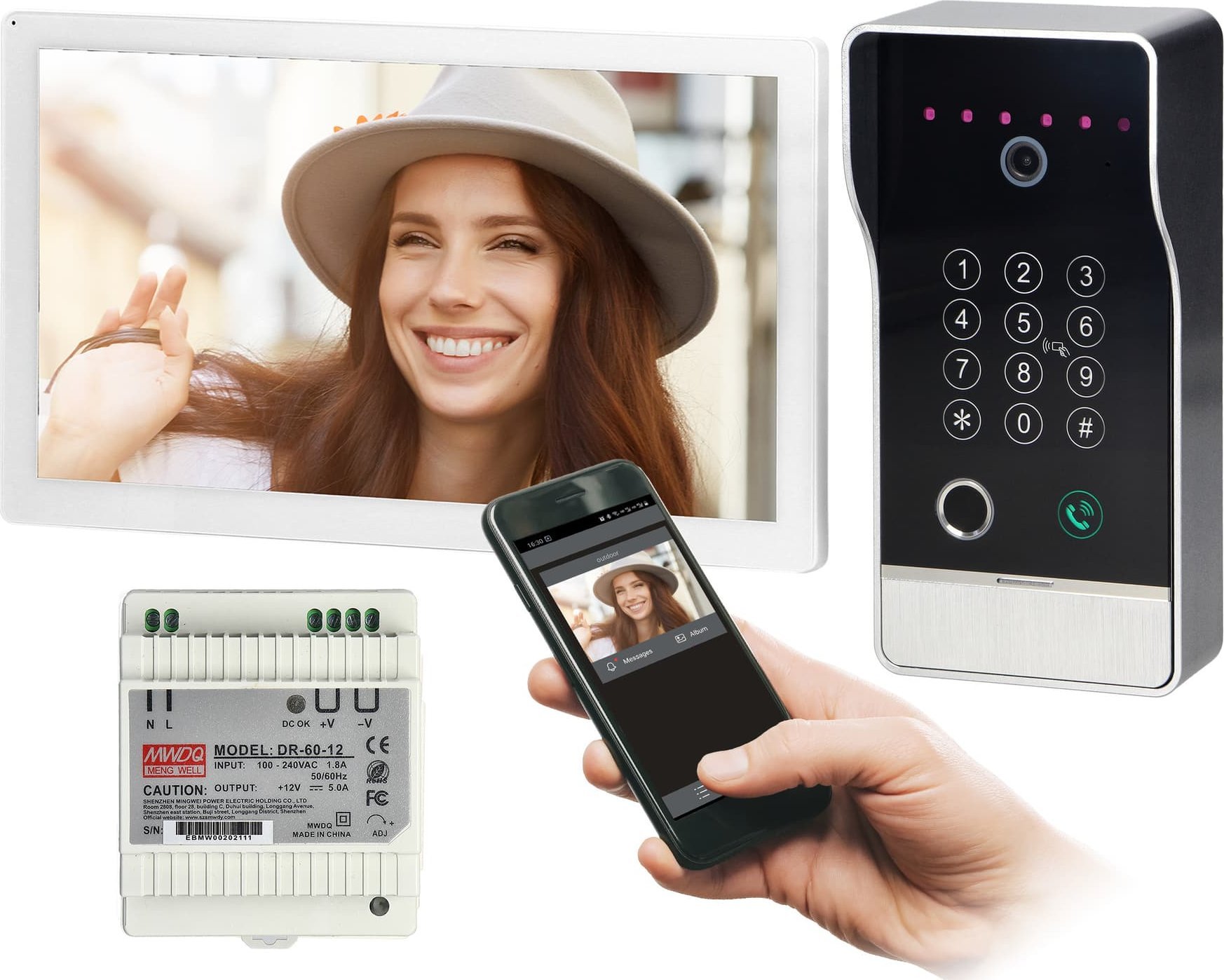 Orno Zestaw wideodomofonowy Orno Guardo OR-VID-MO-1076/W/S Biały