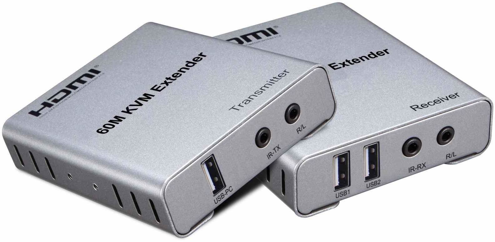 Przełącznik PremiumCord HDMI KVM extender s 2xUSB na 60m z dźwiękiem przez jeden kabel Cat5/6