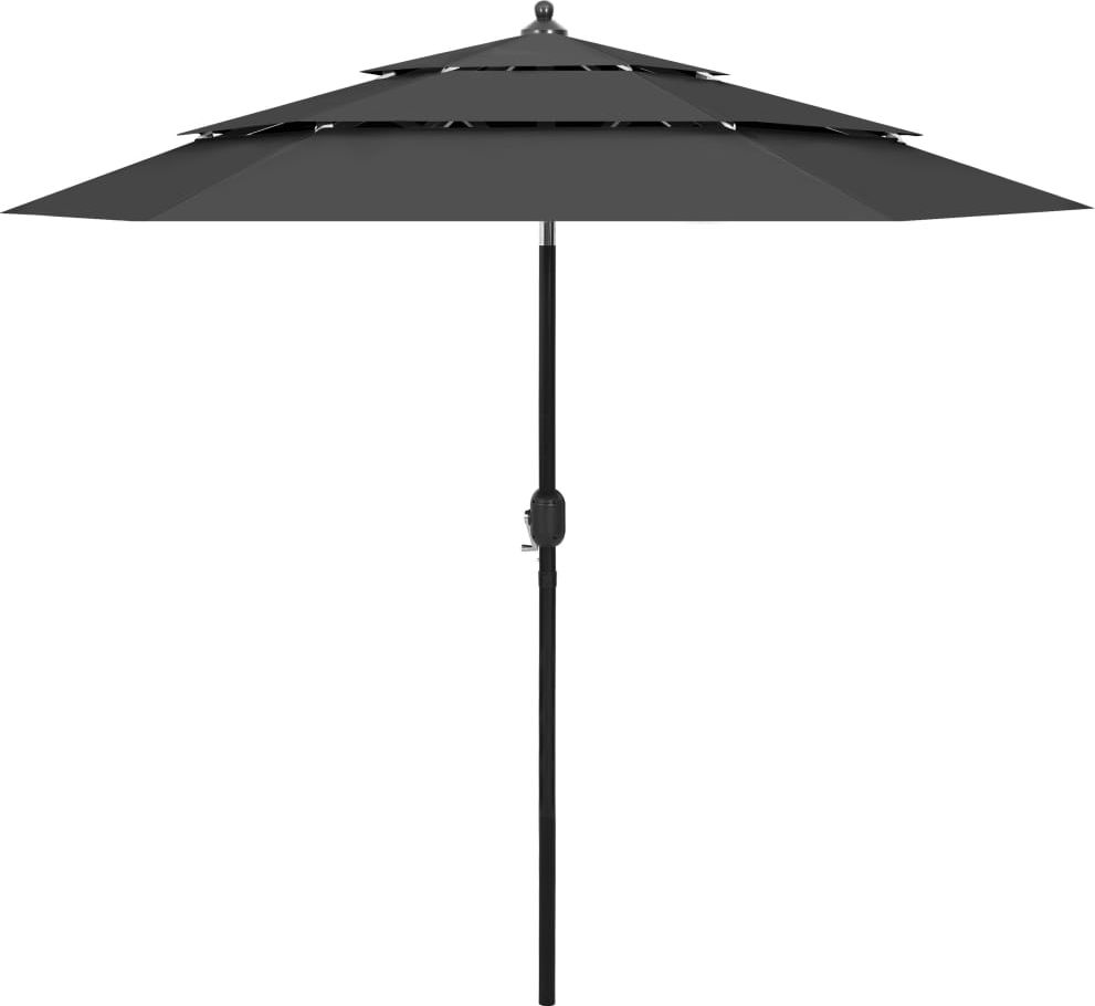 vidaXL 3-poziomowy parasol na aluminiowym słupku, antracytowy, 2,5 m