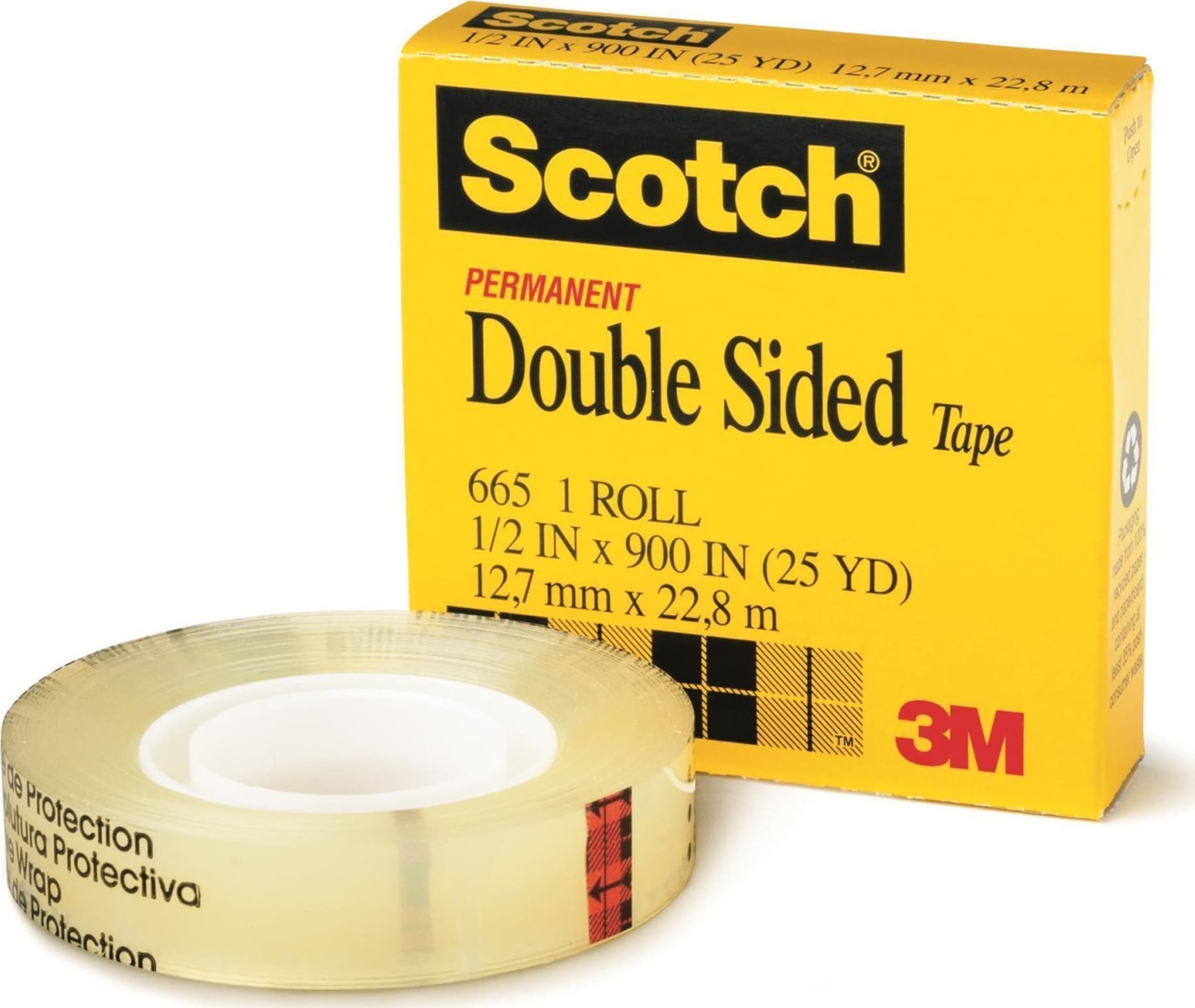 Scotch Taśma klejąca 665 dwustronnie klejąca, w pudełku, 12,7mm x 22,8m SCOTCH 70007027314 3M