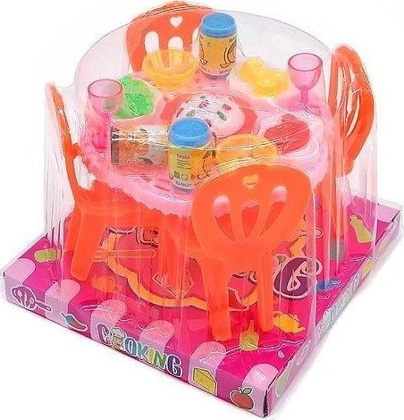 Stół z krzesłami dla lalek 15el