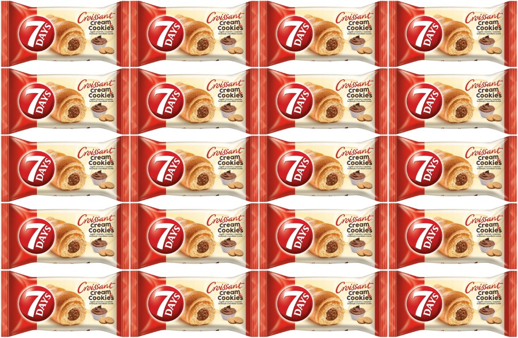 7 Days Cream & Cookies Rogalik z kremem z orzechów laskowych z kawałkami ciastek 60 g x 20 sztuk