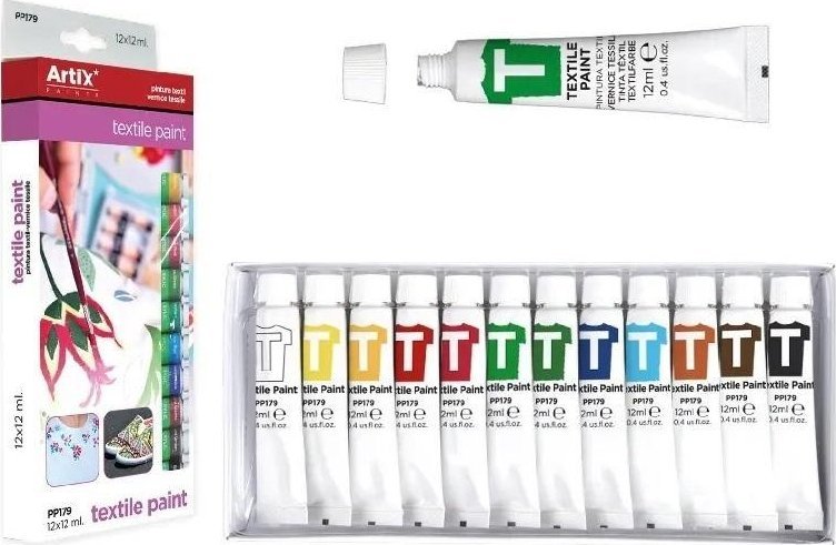 Farba do tekstyliów 12 tubek