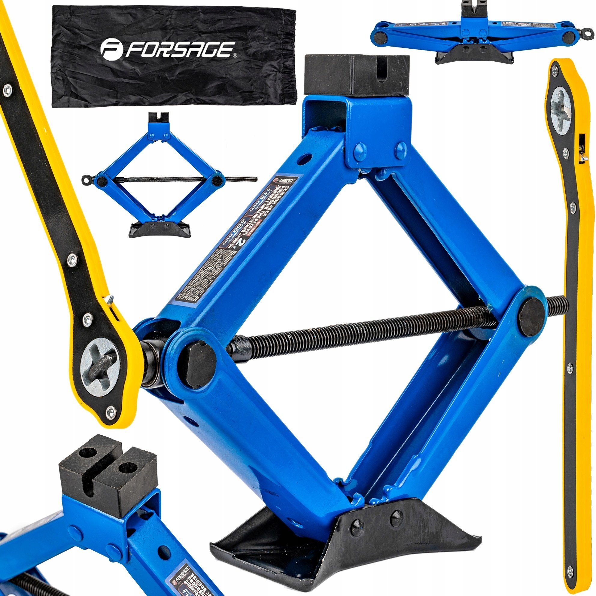 Podnośnik trapezowy 2t z kluczem-grzechotką (h min: 115mm, h max: 400mm)