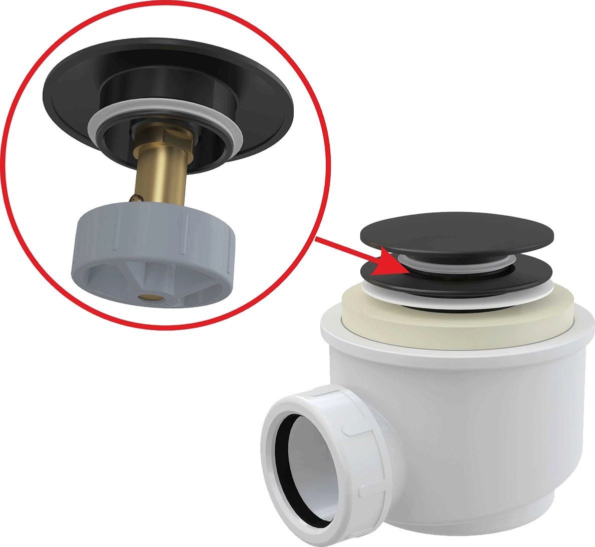 Syfon McAlpine Syfon brodzikowy CLIK/CLAK, czarny mat