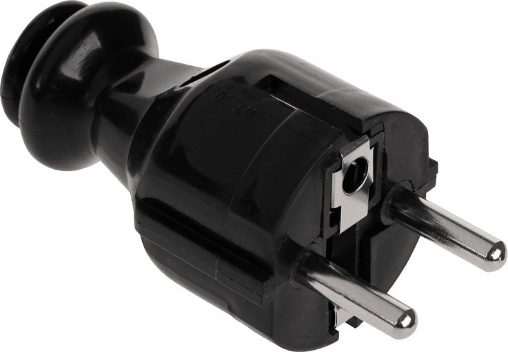 LP Wtyczka prosta z uziemieniem unischuko czarna WT-30-2