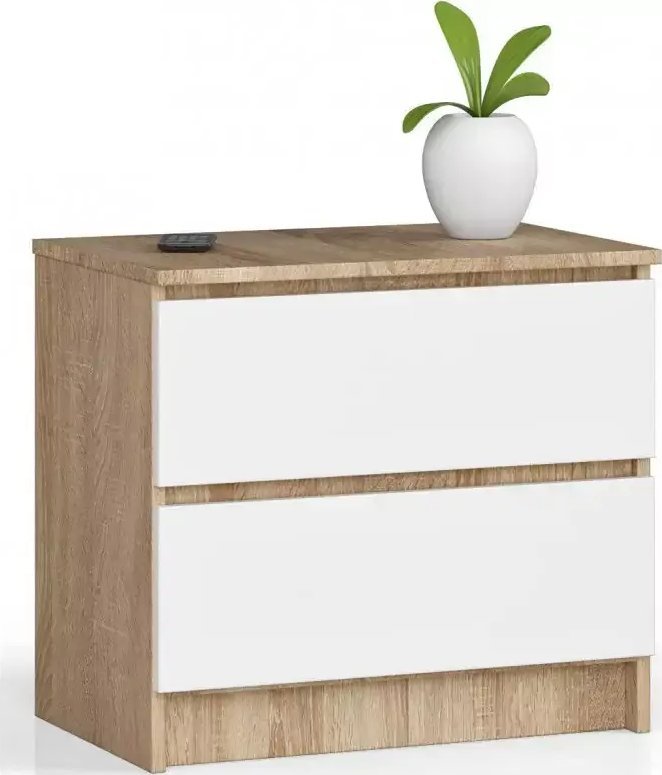 Elior Minimalistyczna komoda z szufladami dąb sonoma + biały - Parin 3X