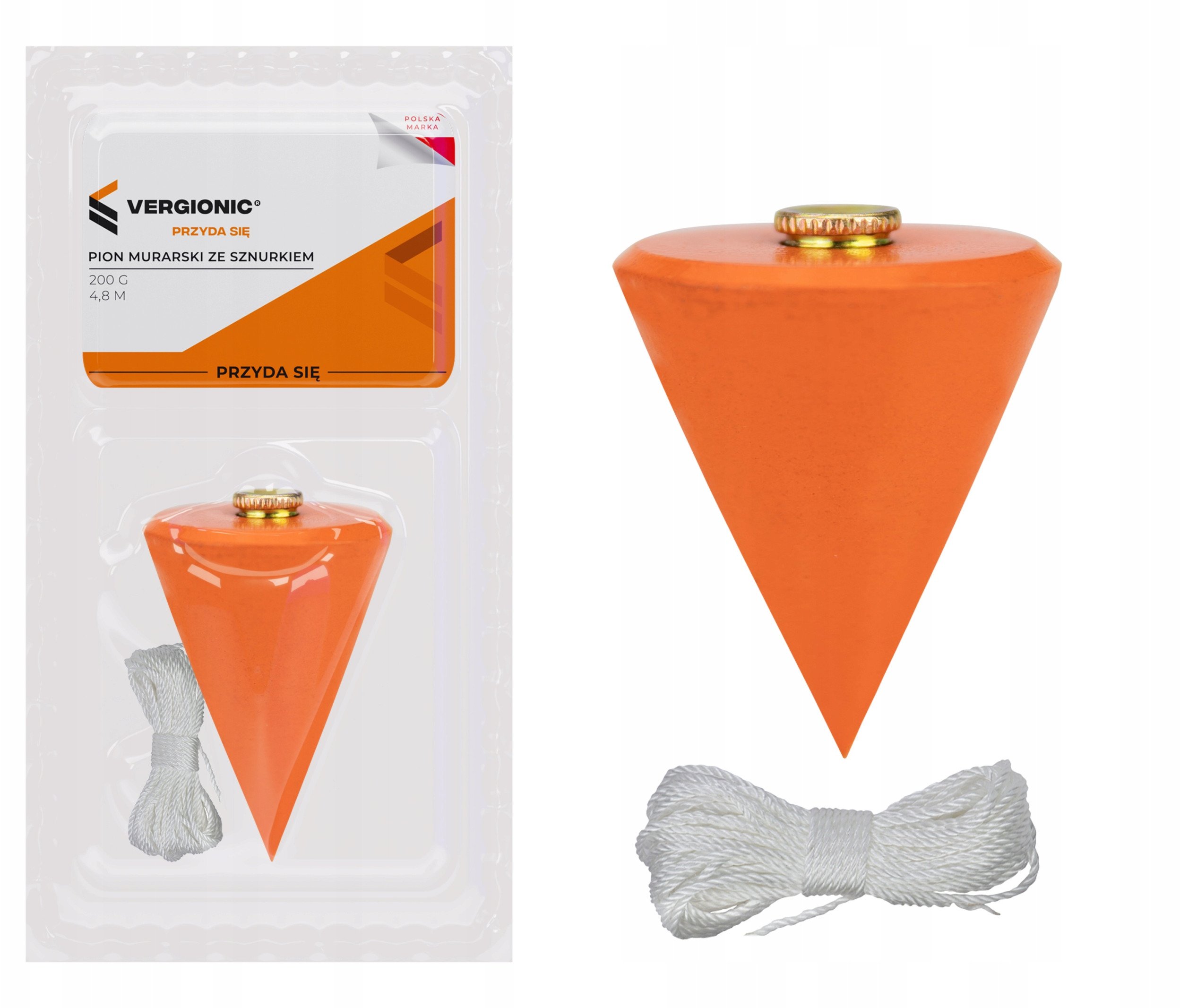 Pion murarski ze sznurkiem 4,8 m 200 g VERGIONIC