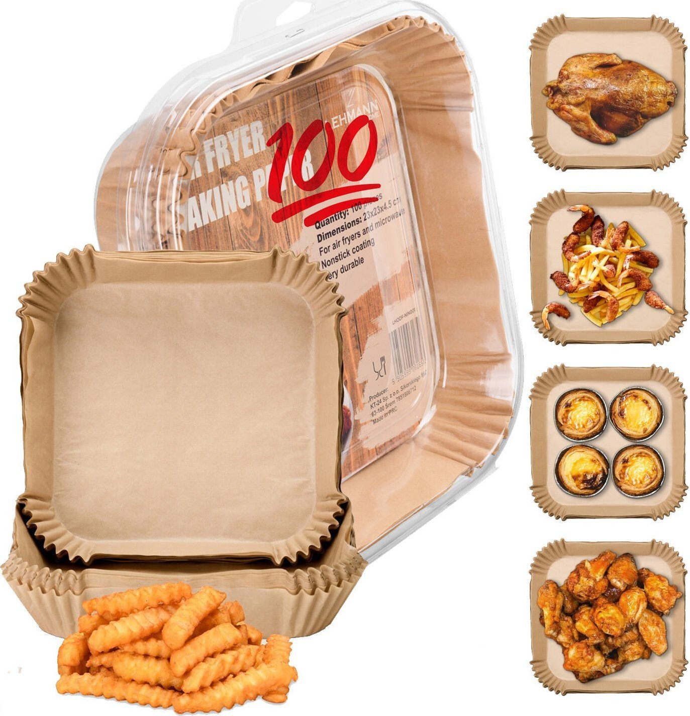 Frytkownica beztłuszczowa Lehmann Wkłady do frytkownicy beztłuszczowej 20 x 20 x 4,5 cm 100 szt.