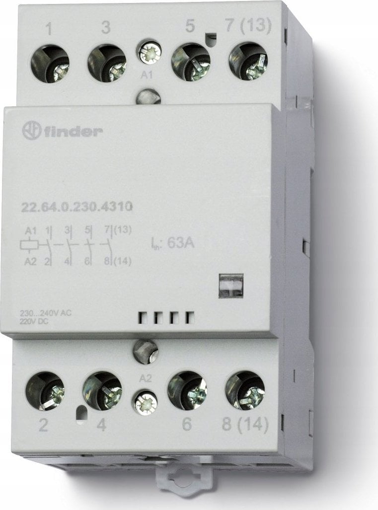 Finder Stycznik modułowy 63A 4Z 24V AC/DC wskaźnik zadziałania, styk AgSnO2 22.64.0.024.4310