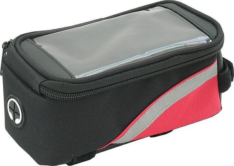 Carcommerce Sakwa rowerowa na ramę z etui na smartphone - czarno/czerwona