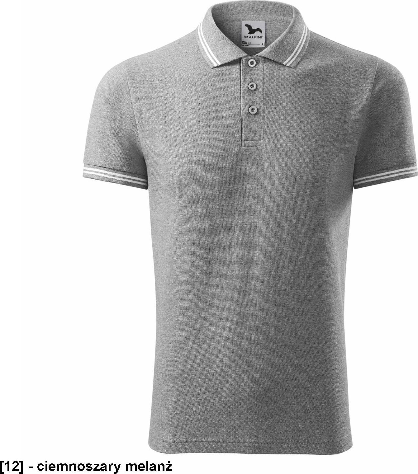 MALFINI Urban 219 - ADLER - Koszulka polo męska, 200 g/m, 35% poliester, 65% bawełna, - ciemnoszary melanż 3XL
