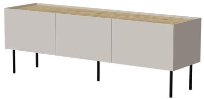 Szafka RTV FELLINI 150x40x52 kaszmir + blat dąb olejowany