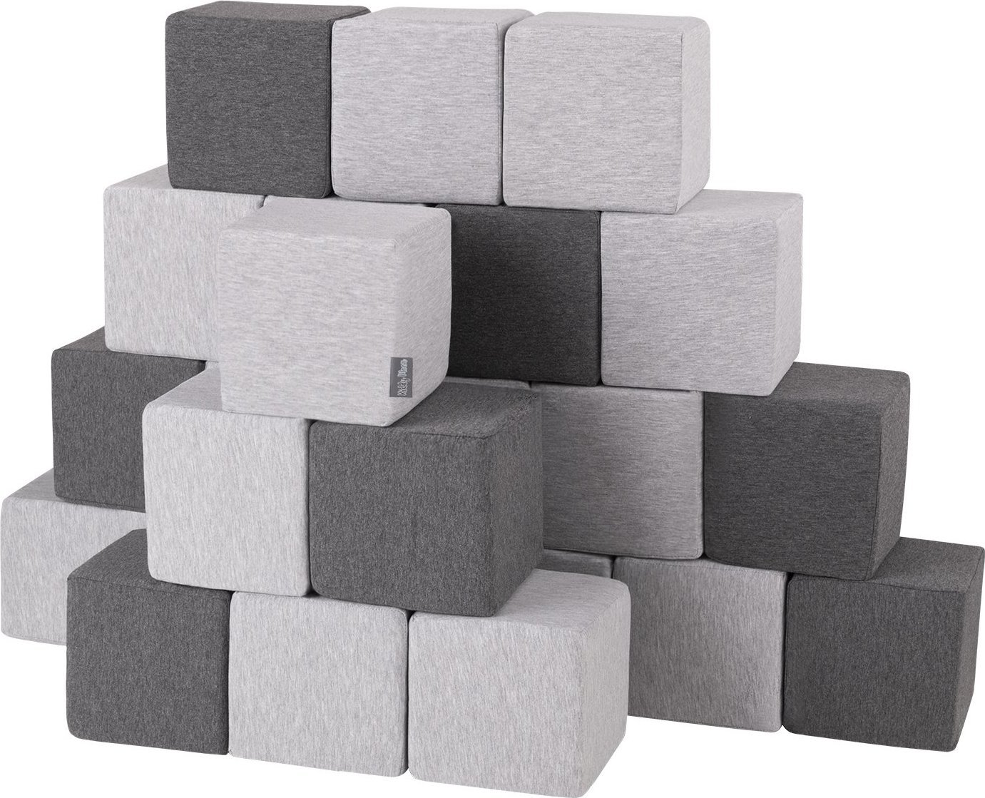 KiddyMoon Miękkie klocki 14cm sześciany: jasnoszary-ciemnoszary 24 Zabawka klocki z pianki