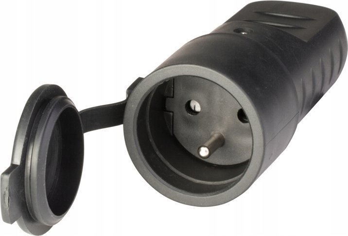 Scame Gniazdo przenośne gumowe Scame 110.3150 z klapką 16A 2P+E 230V IP44 9713 czarne