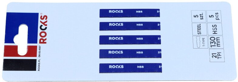 ROOKS BRZESZCZOT DO WYRZYNARKI HSS, TYP T, STAL, 21 TPI X 130 MM, 5 SZT