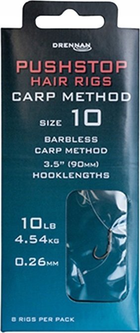 Drennan Haczyki Z Przyponem DRENNAN PUSHSTOP HAIR RIGS: CARP METHOD 10 HNQCMT010 |HNQCMT010