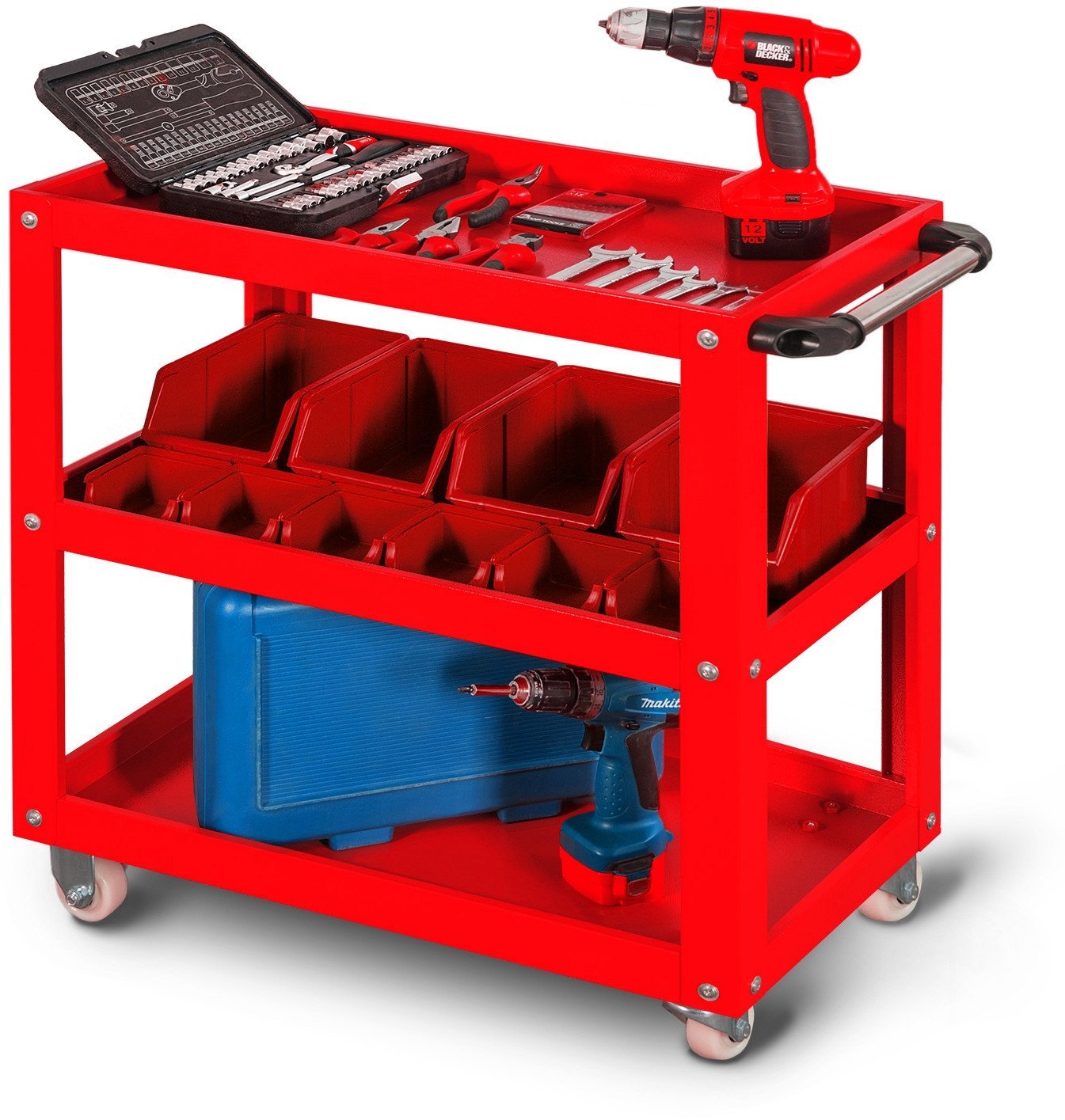 Werkstattwagen HUGO, 700 x 816 x 400 mm, rot