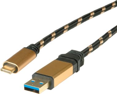 Kabel USB Roline USB-A - USB-C 1 m Złoty