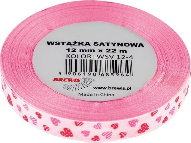 BREWIS Wstążka satynowa serca 12mm kolor 4 Brewis
